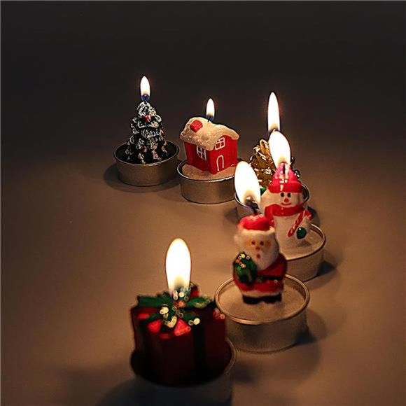 Set of 6 Christmas Candles Gift | Tealights Candles |  Christmas Decorations - Picture 4 of 9